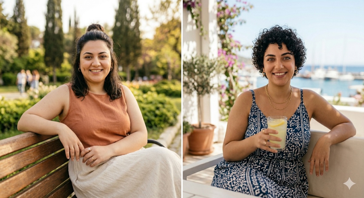 Parkta dinlenen kadın